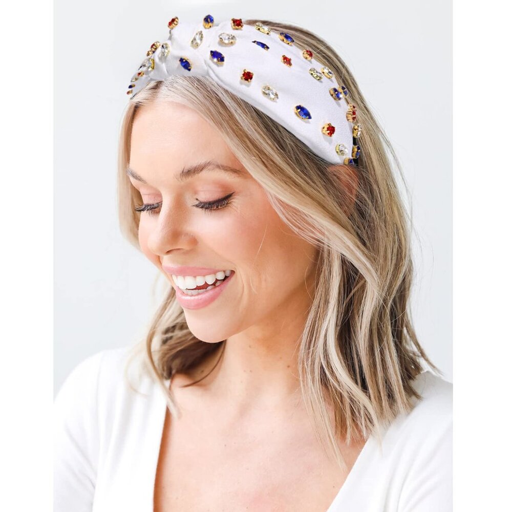 Pearl Rhinestone Wide Headband - Picture 5 of 7